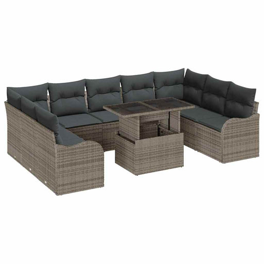 Conjunto de Sofá de Jardim 10 pcs Cinzeto 100 x 55 x 73 cm