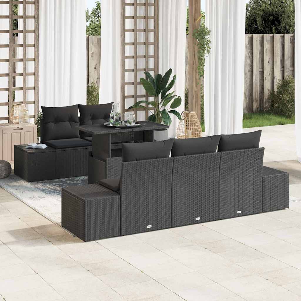 Conjunto de Sofá de Jardim 6 pcs Preto 100 x 55 x 73 cm