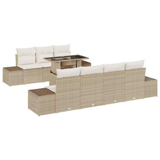 Conjunto de Sofá de Jardim 8 pcs Bege e Creme 100 x 55 x 73 cm
