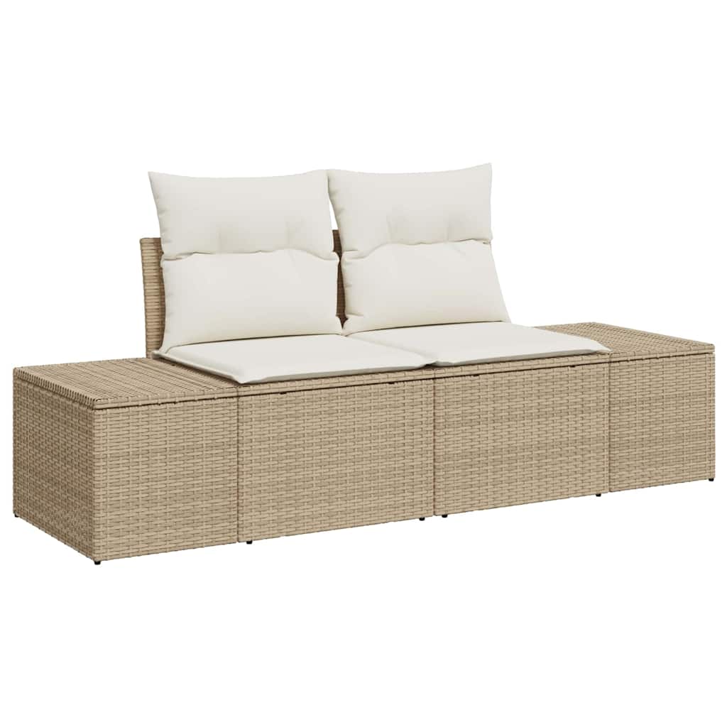 Conjunto de Sofá de Jardim 9 pcs Bege e Creme 100 x 55 x 73 cm