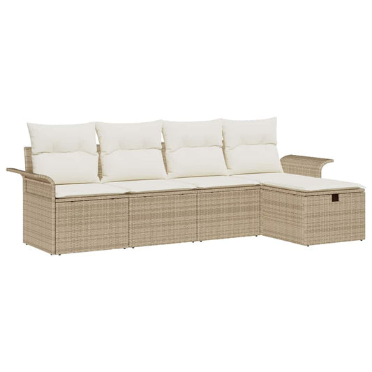 Conjunto de Sofá de Jardim 5 pcs bege e creme 251 x 117 x 85 cm