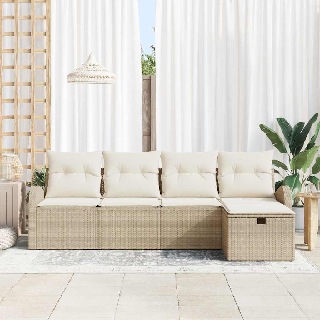 Conjunto de Sofá de Jardim 5 pcs bege e creme 234 x 117 x 85 cm