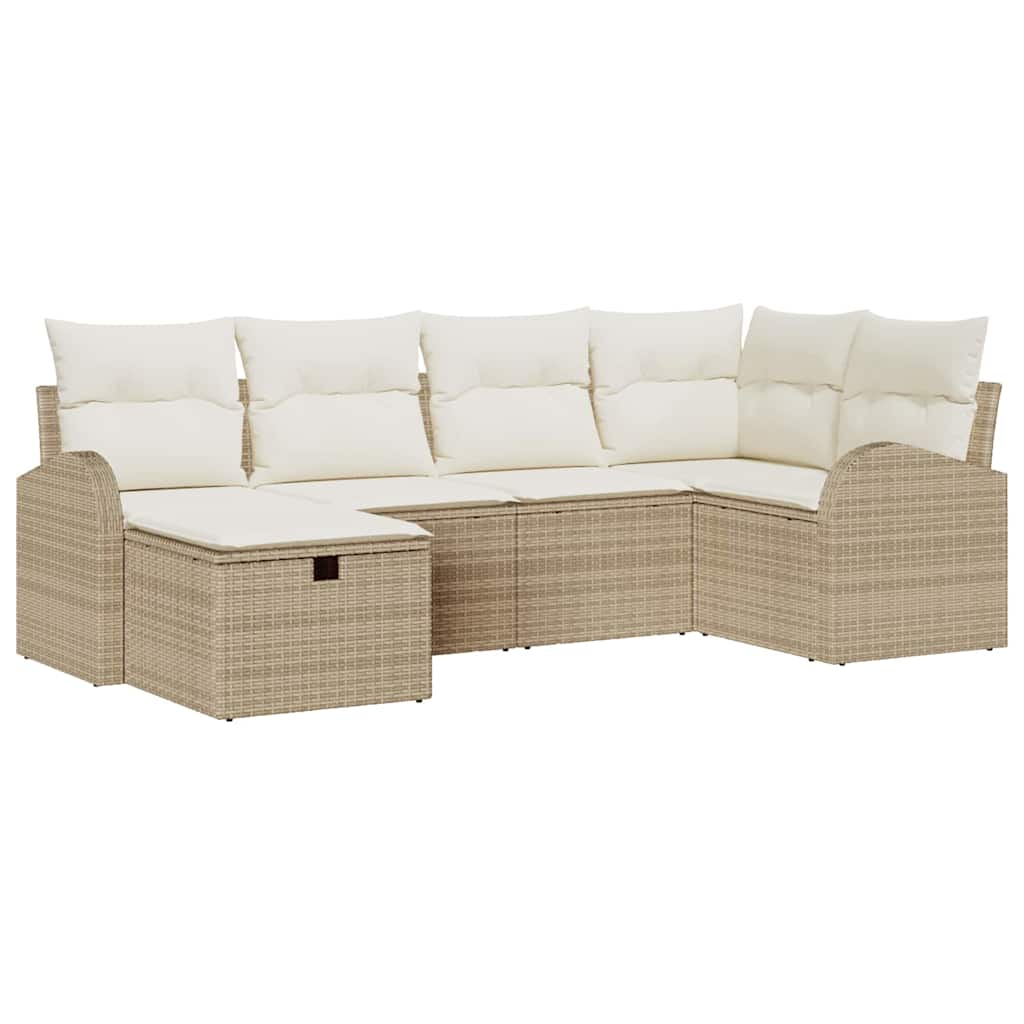 Conjunto de Sofá de Jardim 6 pcs bege e creme 234 x 124 x 85 cm