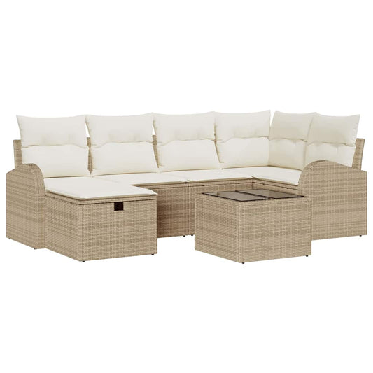 Conjunto de Sofá de Jardim 7 pcs bege e creme 234 x 124 x 85 cm