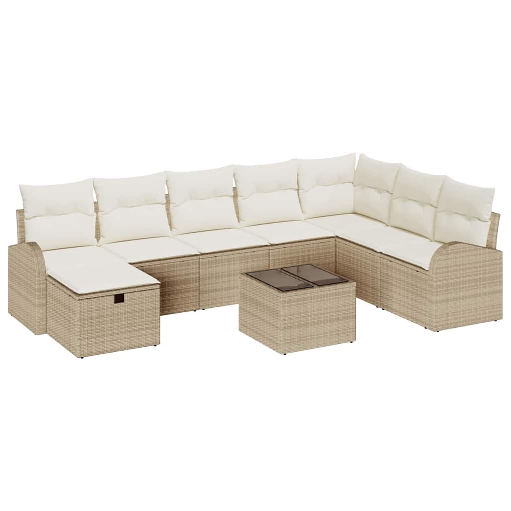 Conjunto de Sofá de Jardim 9 pcs bege e creme 289 x 179 x 85 cm