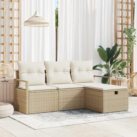 Conjunto de Sofá de Jardim 4 pcs bege e creme 175 x 117 x 85 cm