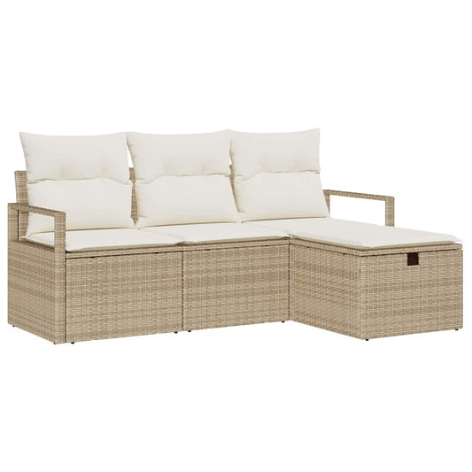 Conjunto de Sofá de Jardim 4 pcs bege e creme 175 x 117 x 85 cm