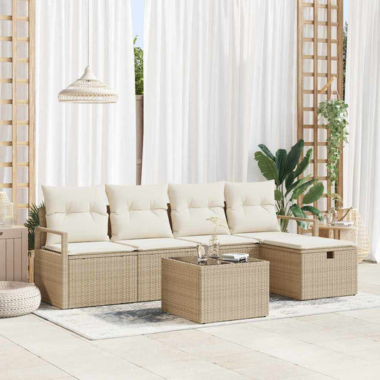 Conjunto de Sofá de Jardim 6 pcs bege e creme 230 x 117 x 85 cm