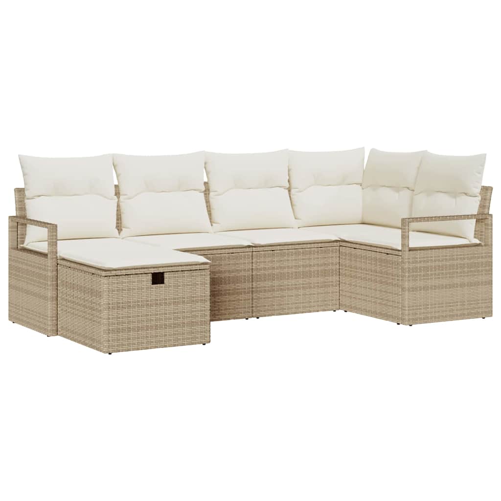 Conjunto de Sofá de Jardim 6 pcs bege e creme 232 x 122 x 85 cm