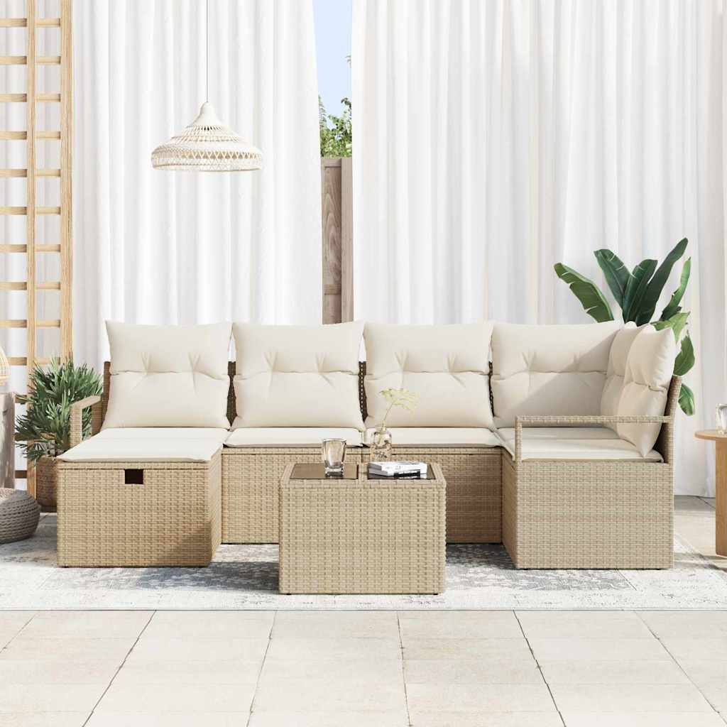 Conjunto de Sofá de Jardim 7 pcs bege e creme 232 x 122 x 85 cm