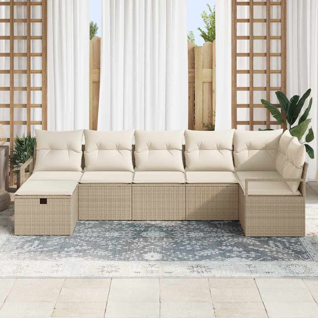 Conjunto de Sofá de Jardim 7 pcs bege e creme 287 x 122 x 85 cm
