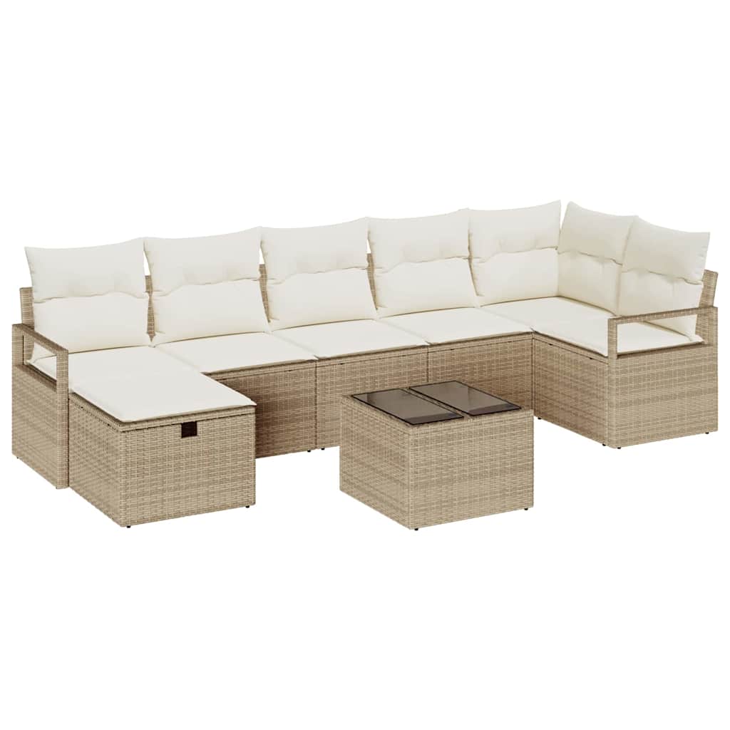 Conjunto de Sofá de Jardim 8 pcs bege e creme 287 x 122 x 85 cm