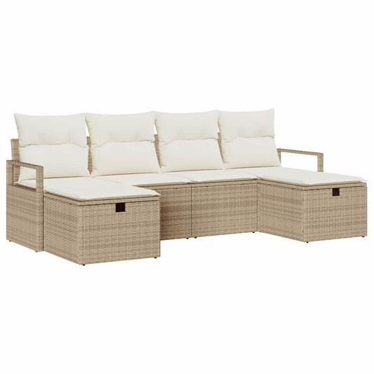 Conjunto de Sofá de Jardim 6 pcs bege e creme 230 x 117 x 85 cm