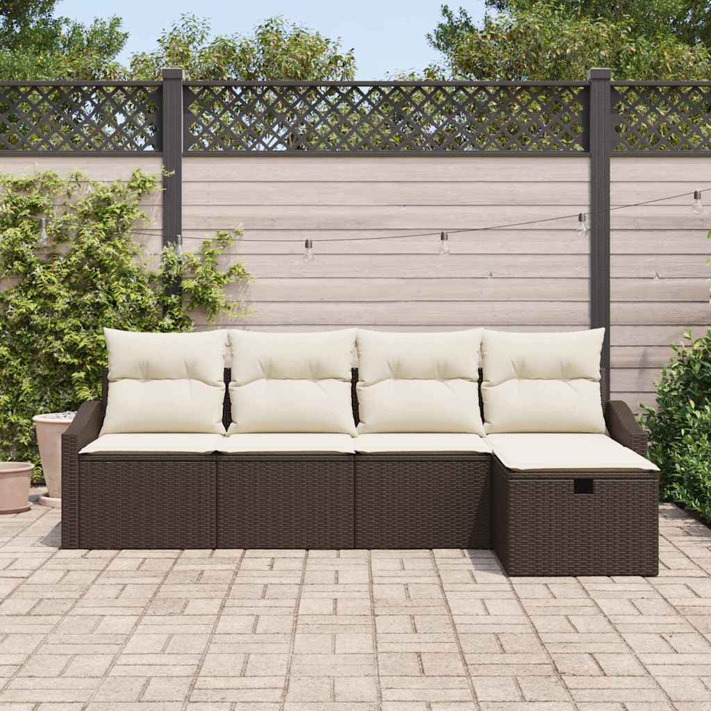 Conjunto de Sofá de Jardim 5 pcs Castanho 233 x 117 x 85 cm