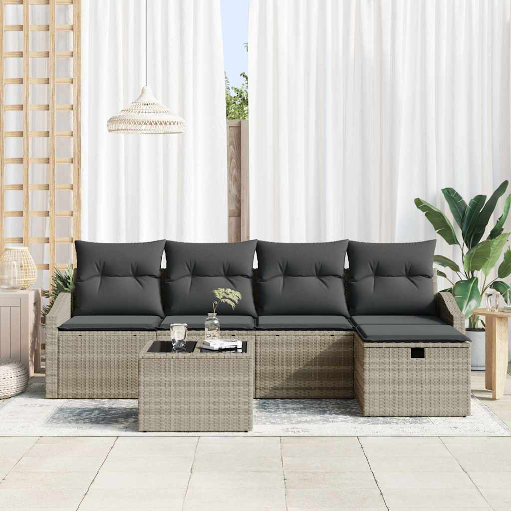 Conjunto de Sofá de Jardim 6 pcs Cinzento-claro 55 x 55 x 37 cm