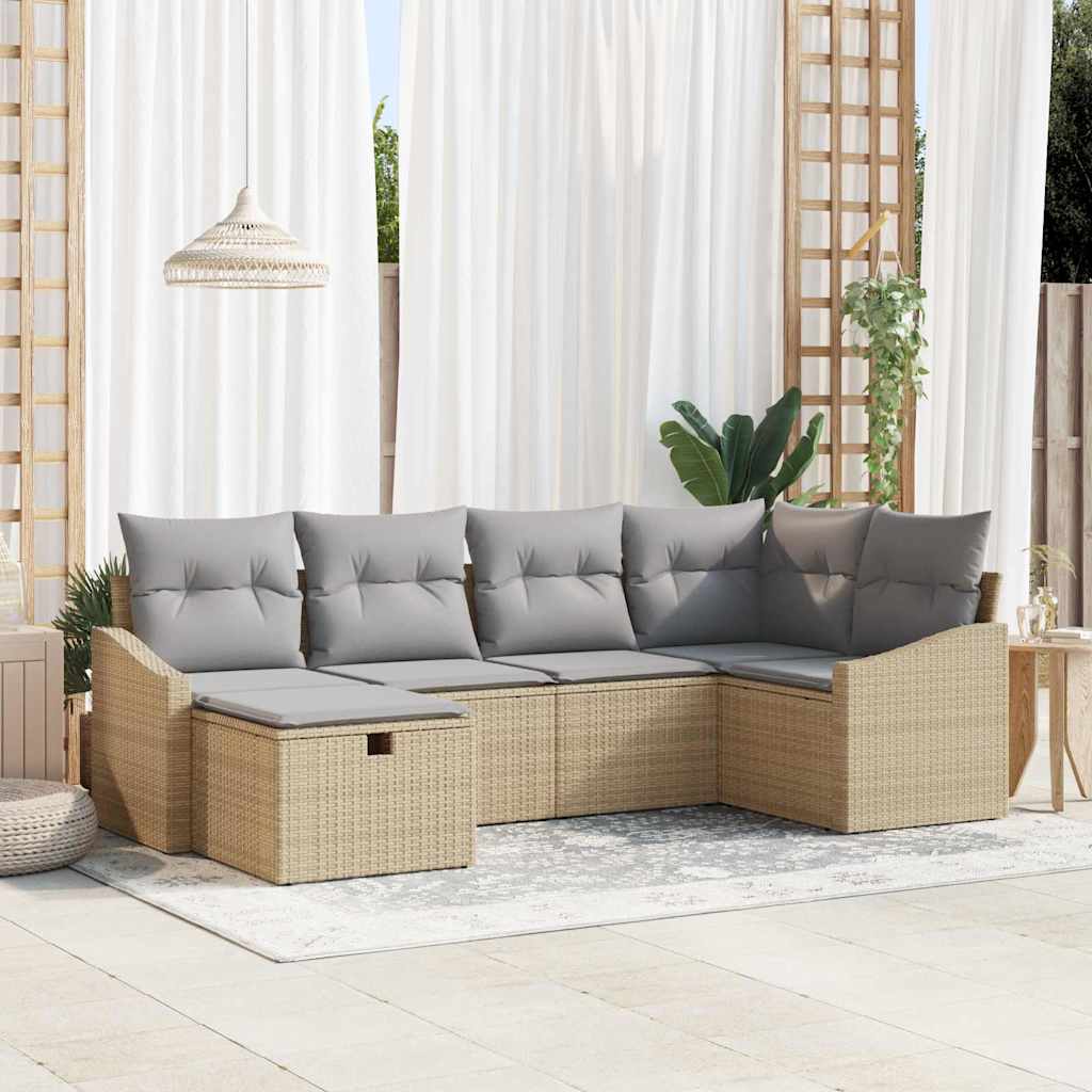 Conjunto de Sofá de Jardim 6 pcs Bege 55 x 62 x 69 cm