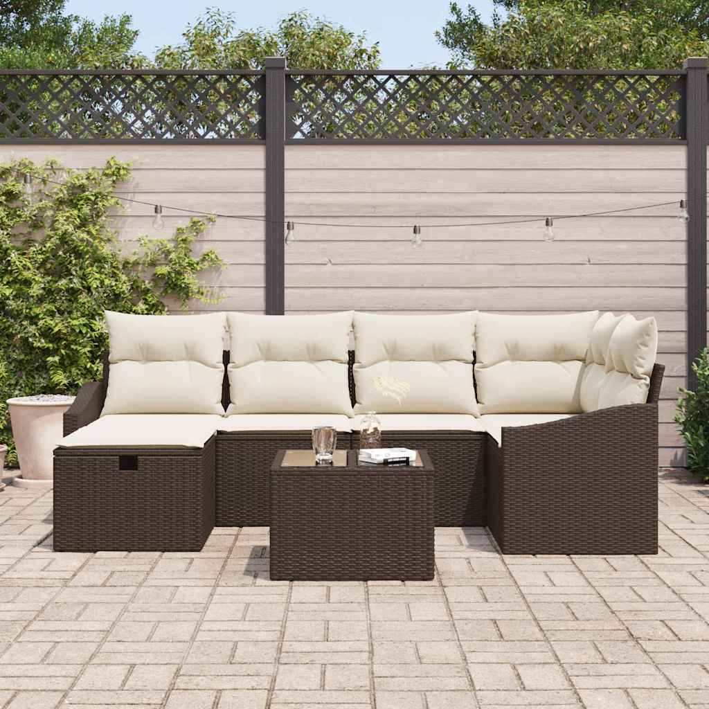 Conjunto de Sofá de Jardim 7 pcs Castanho 55 x 62 x 69 cm