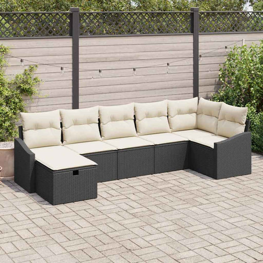 Conjunto de Sofá de Jardim 7 pcs Preto 55 x 62 x 69 cm