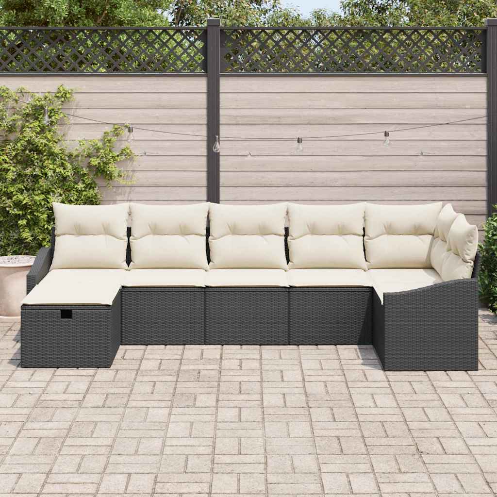 Conjunto de Sofá de Jardim 7 pcs Preto 55 x 62 x 69 cm