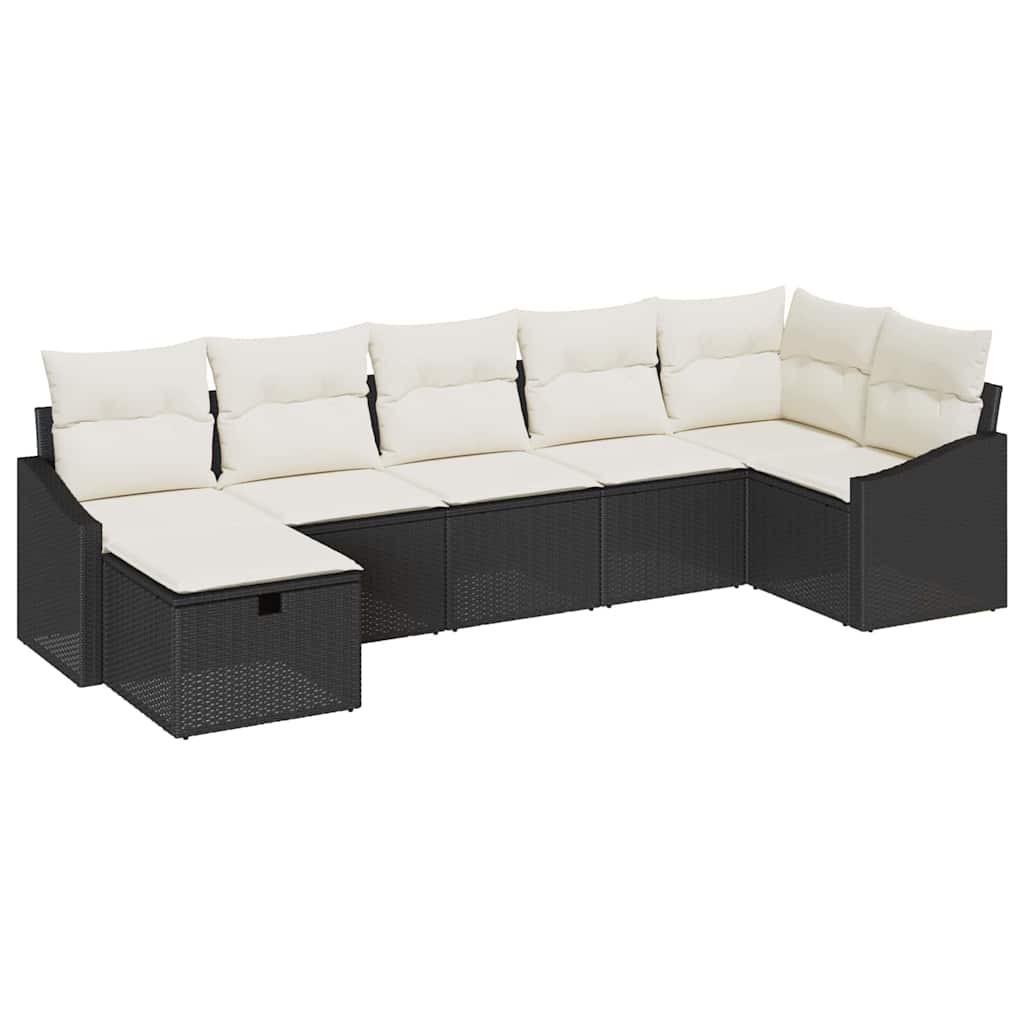 Conjunto de Sofá de Jardim 7 pcs Preto 55 x 62 x 69 cm
