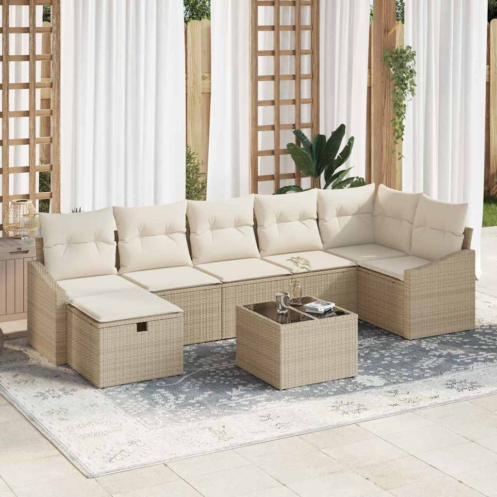 Conjunto de Sofá de Jardim 8 pcs Bege 55 x 62 x 69 cm