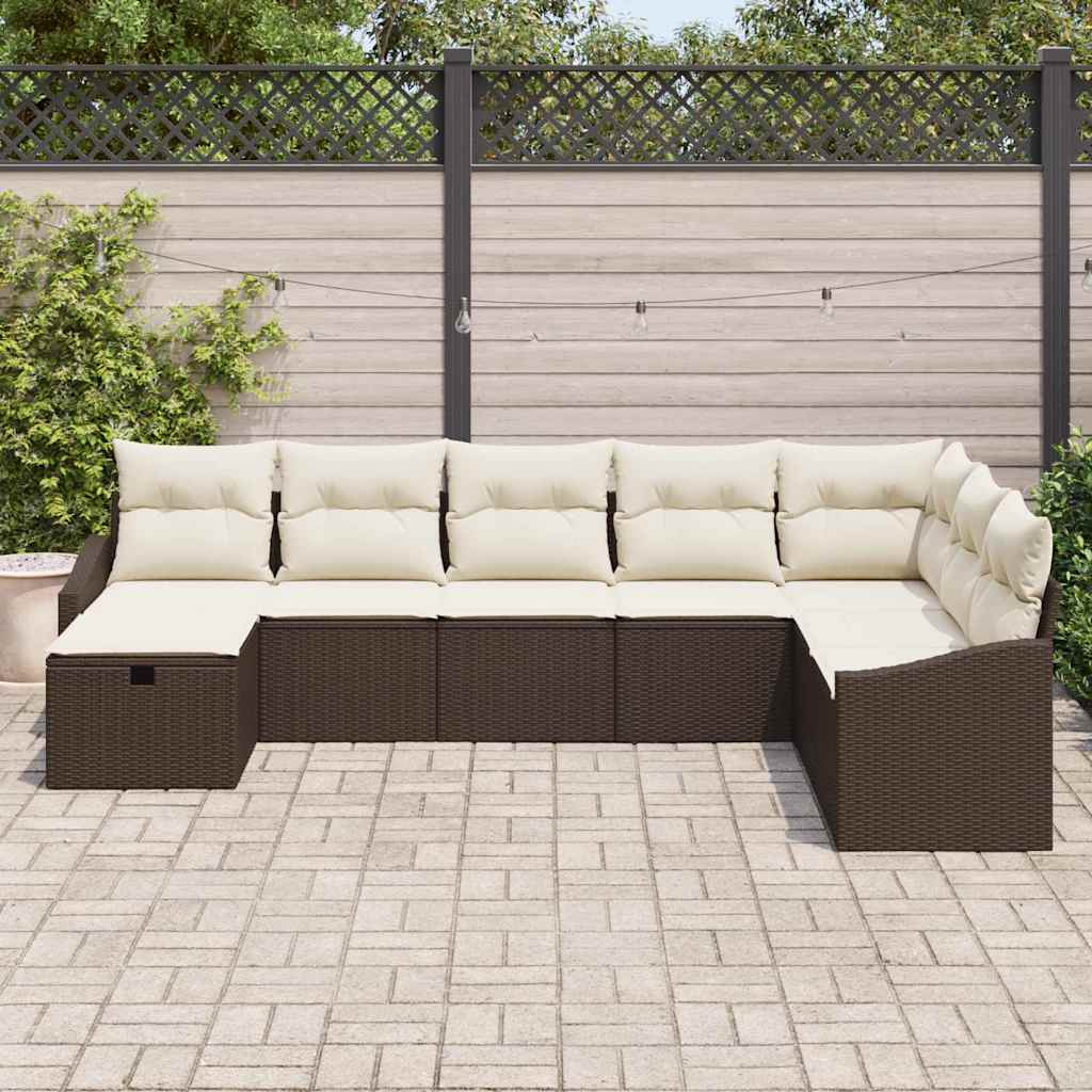 Conjunto de Sofá de Jardim 8 pcs Castanho 55 x 62 x 69 cm