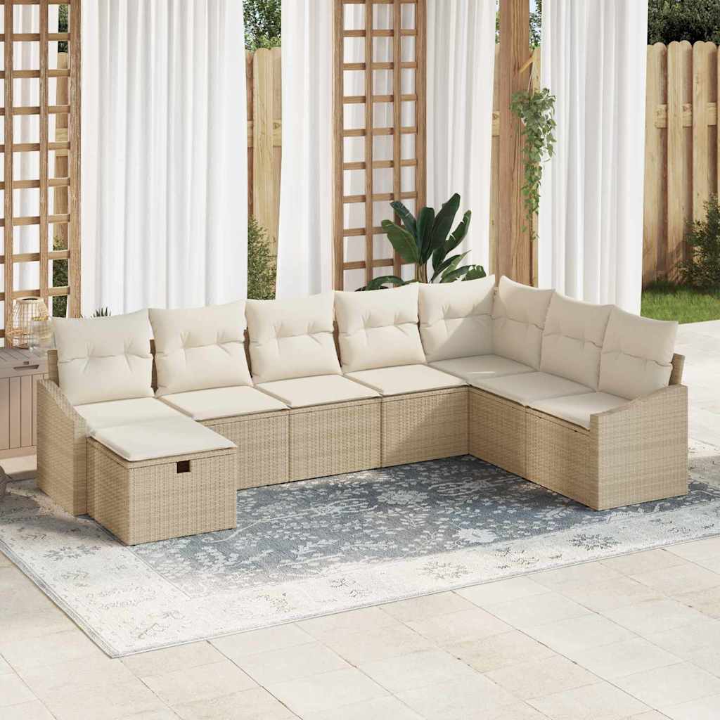 Conjunto de Sofá de Jardim 8 pcs Bege 55 x 62 x 69 cm