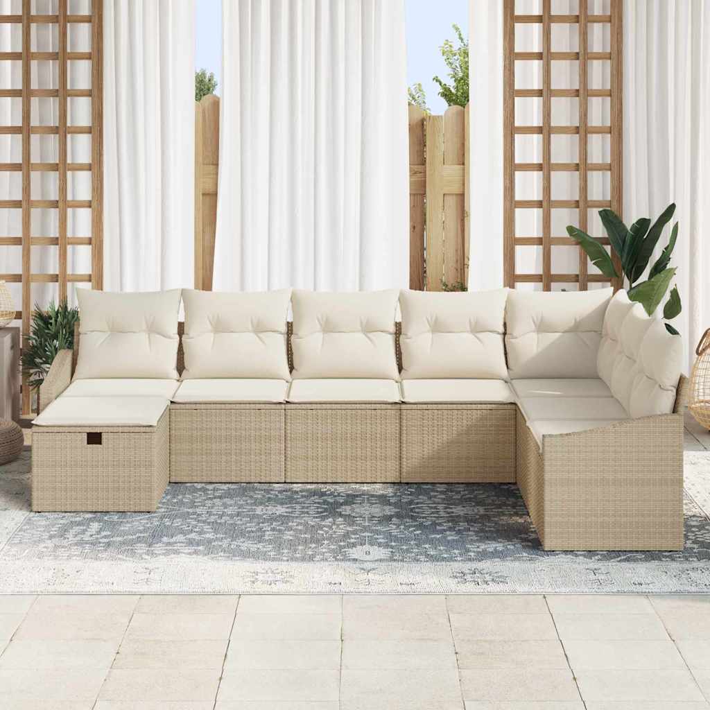 Conjunto de Sofá de Jardim 8 pcs Bege 55 x 62 x 69 cm