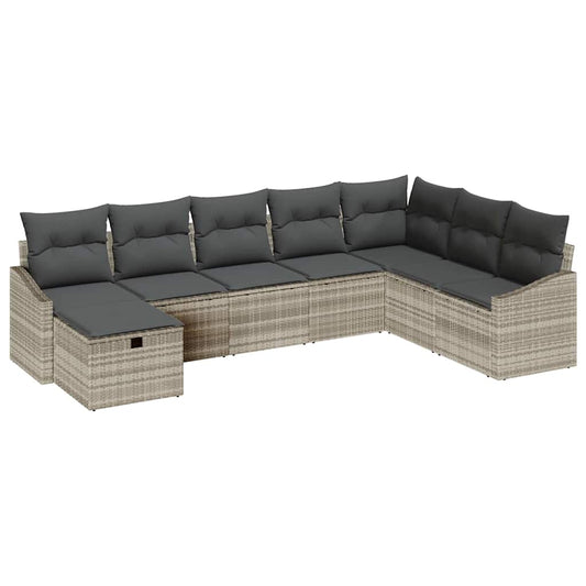 Conjunto de Sofá de Jardim 8 pcs Cinzento-claro 55 x 62 x 69 cm