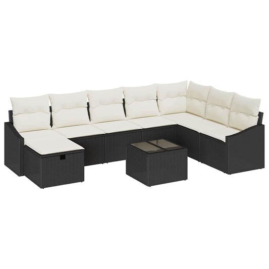 Conjunto de Sofá de Jardim 9 pcs Preto 55 x 62 x 69 cm