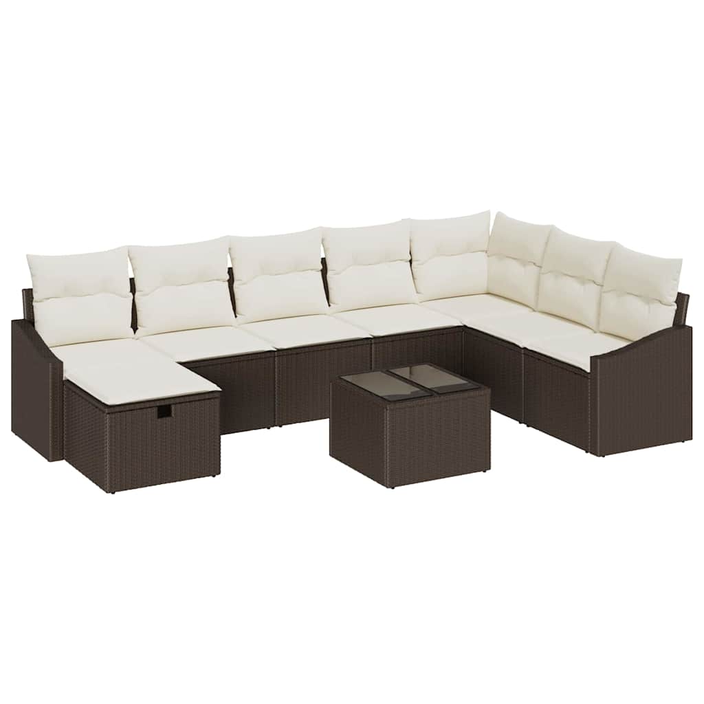 Conjunto de Sofá de Jardim 9 pcs Castanho 55 x 62 x 69 cm