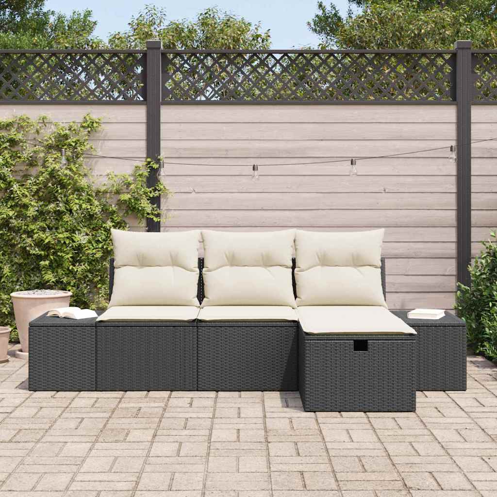 Conjunto de Sofá de Jardim 4 pcs Preto 55 x 62 x 69 cm