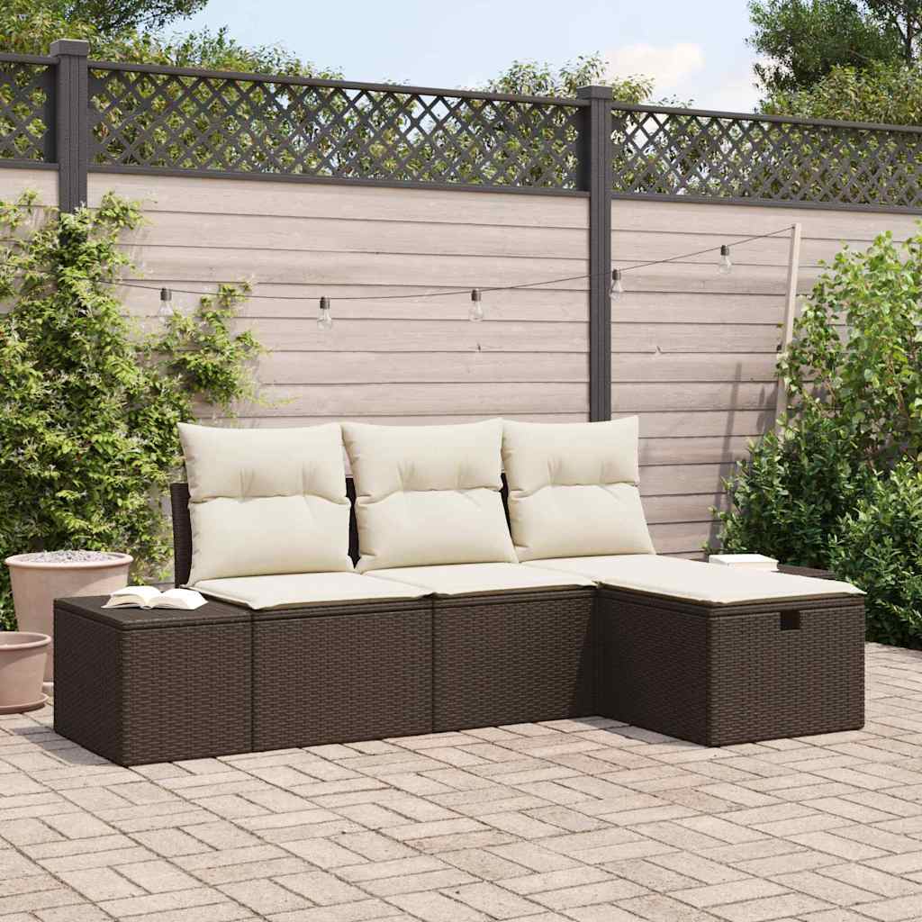 Conjunto de Sofá de Jardim 4 pcs Castanho 55 x 62 x 69 cm