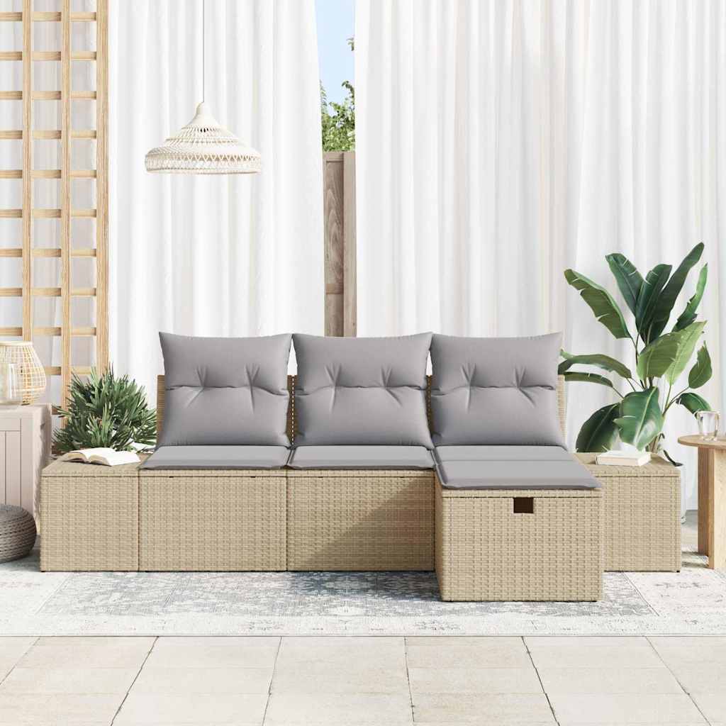 Conjunto de Sofá de Jardim 4 pcs Bege 55 x 62 x 69 cm