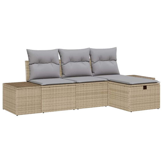 Conjunto de Sofá de Jardim 4 pcs Bege 55 x 62 x 69 cm