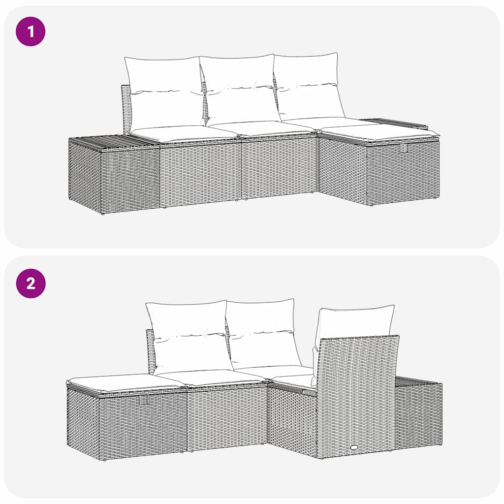 Conjunto de Sofá de Jardim 4 pcs Bege 55 x 62 x 69 cm