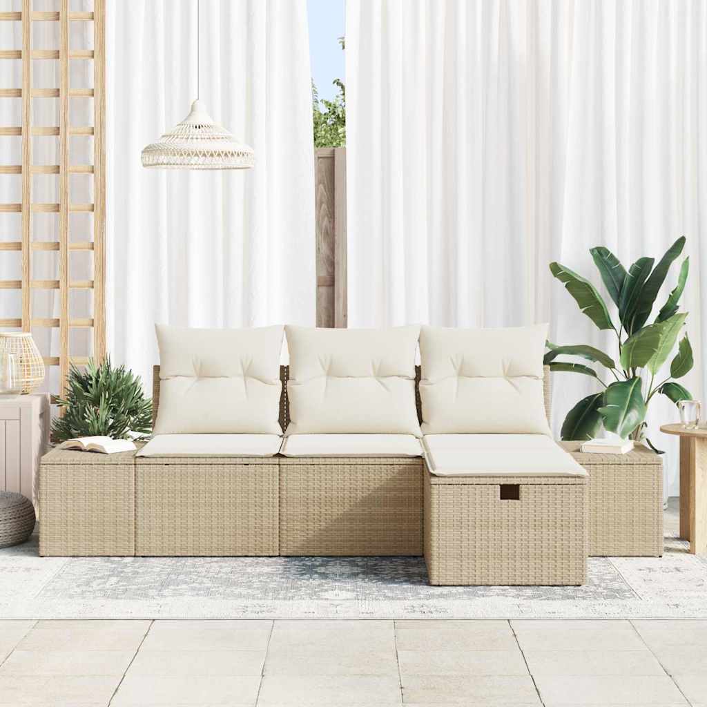Conjunto de Sofá de Jardim 4 pcs Bege 55 x 62 x 69 cm