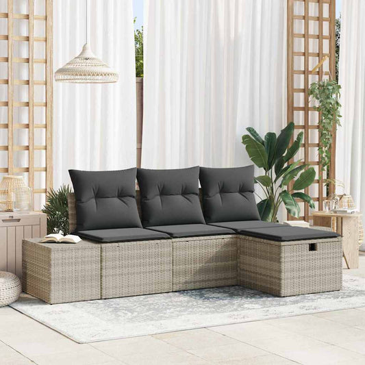 Conjunto de Sofá de Jardim 4 pcs Cinzento-claro 55 x 62 x 69 cm