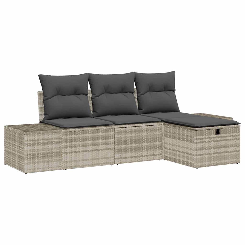 Conjunto de Sofá de Jardim 4 pcs Cinzento-claro 55 x 62 x 69 cm