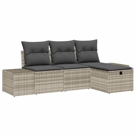 Conjunto de Sofá de Jardim 4 pcs Cinzento-claro 55 x 62 x 69 cm