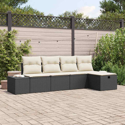 Conjunto de Sofá de Jardim 5 pcs Preto 55 x 62 x 69 cm