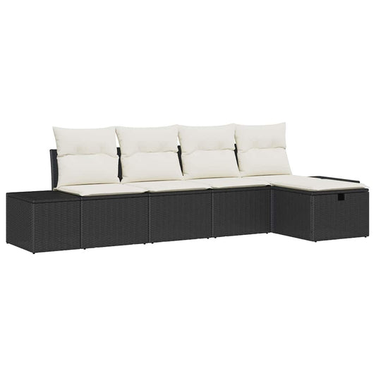 Conjunto de Sofá de Jardim 5 pcs Preto 55 x 62 x 69 cm
