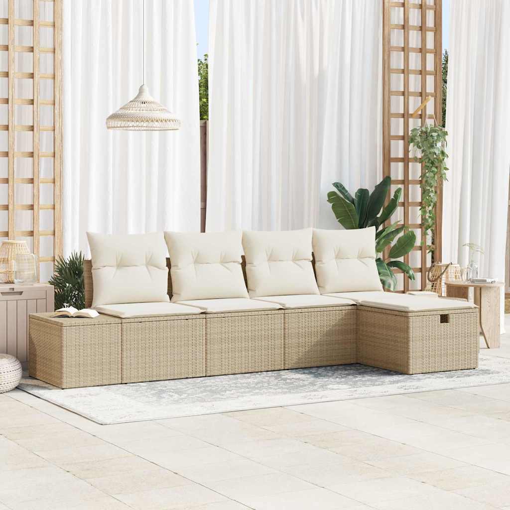 Conjunto de Sofá de Jardim 5 pcs Bege 55 x 62 x 69 cm