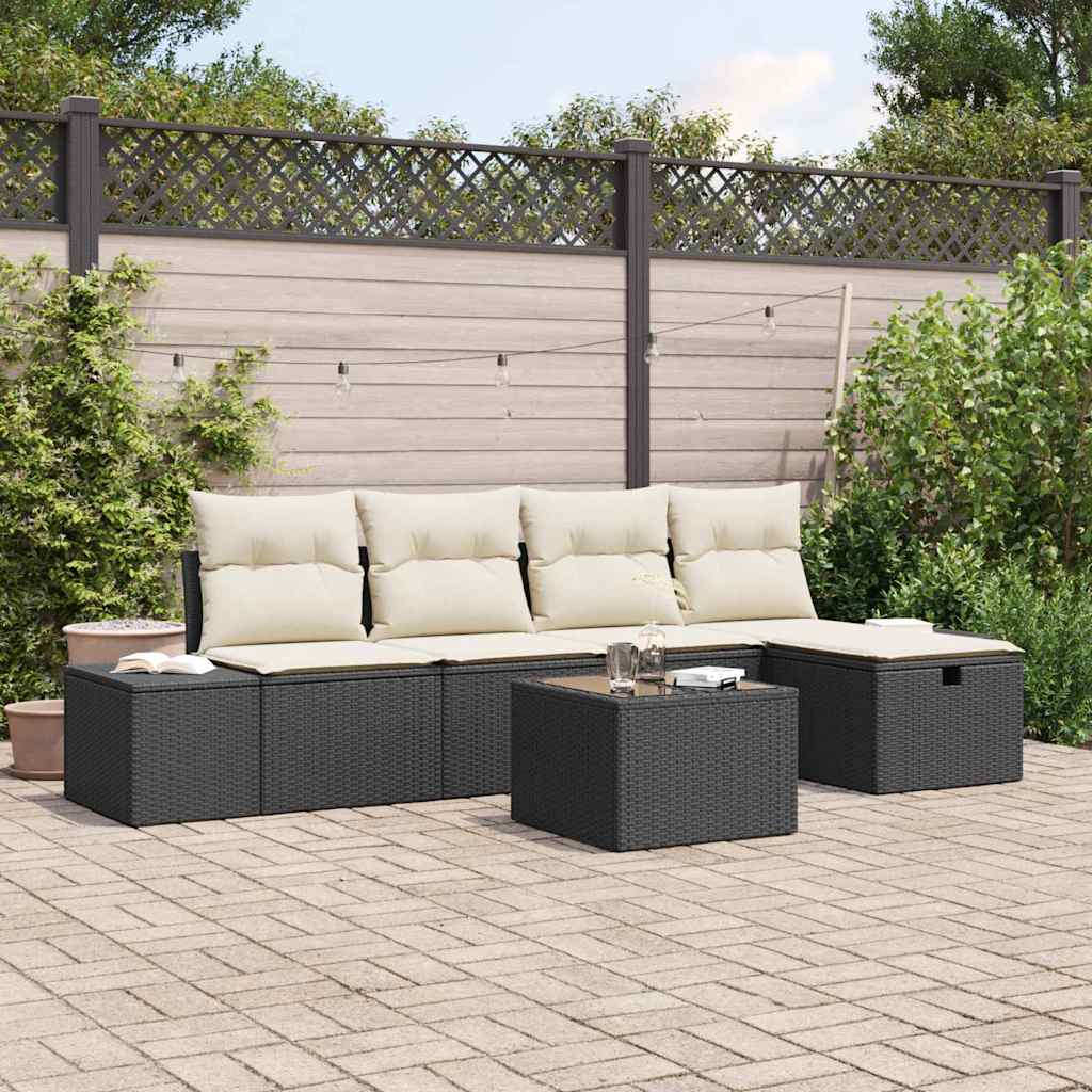 Conjunto de Sofá de Jardim 6 pcs Preto 55 x 62 x 69 cm