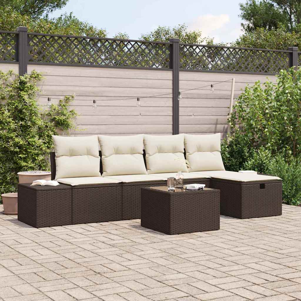 Conjunto de Sofá de Jardim 6 pcs Castanho 55 x 62 x 69 cm