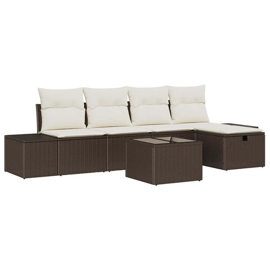 Conjunto de Sofá de Jardim 6 pcs Castanho 55 x 62 x 69 cm