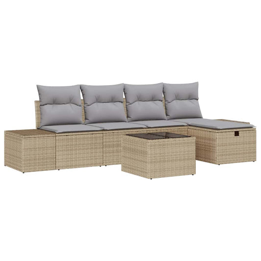 Conjunto de Sofá de Jardim 6 pcs Bege 55 x 62 x 69 cm
