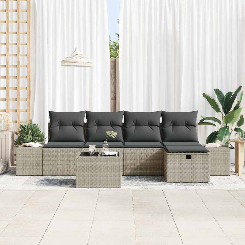 Conjunto de Sofá de Jardim 6 pcs Cinzento-claro 55 x 62 x 69 cm