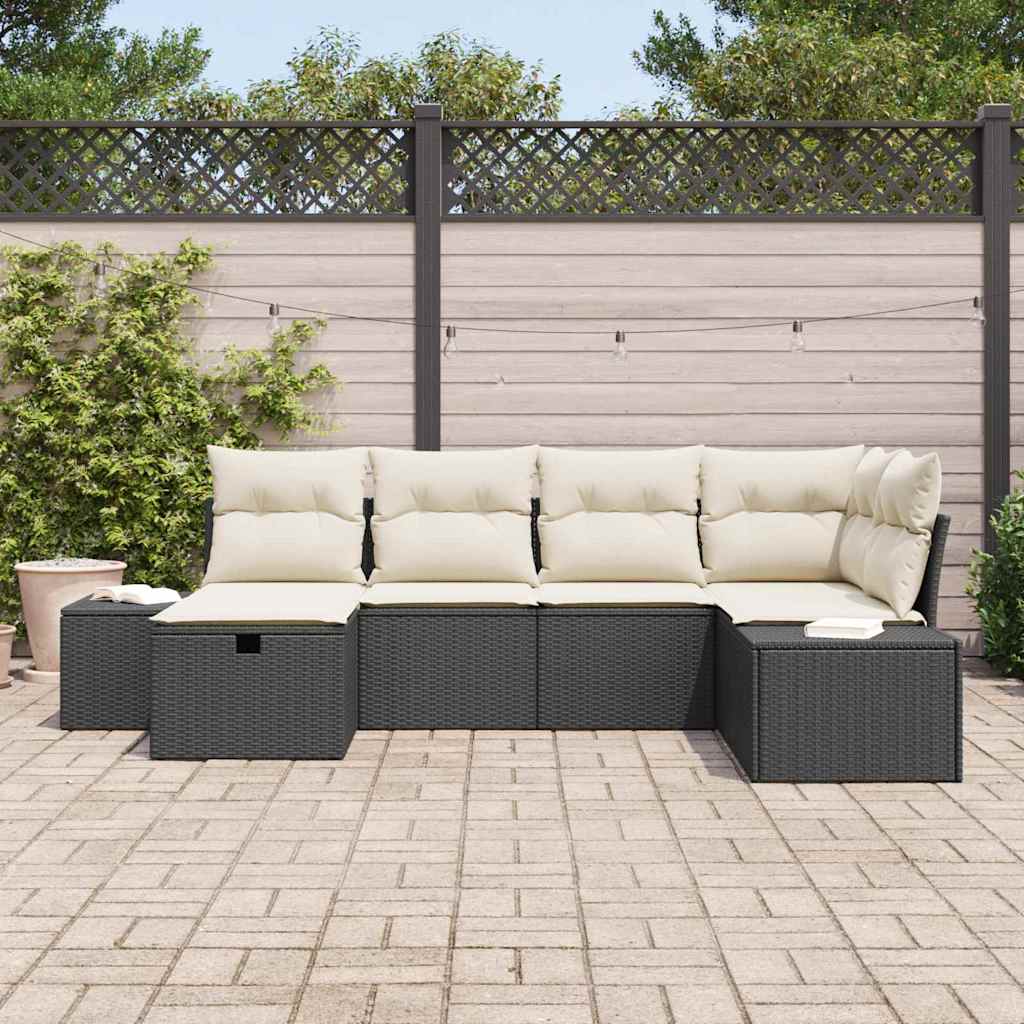 Conjunto de Sofá de Jardim 6 pcs Preto 55 x 62 x 69 cm