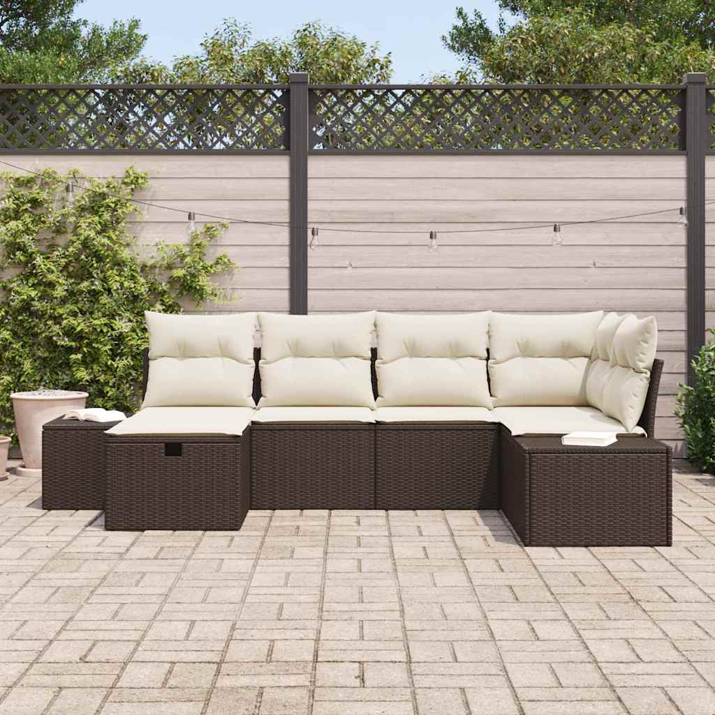Conjunto de Sofá de Jardim 6 pcs Castanho 55 x 62 x 69 cm
